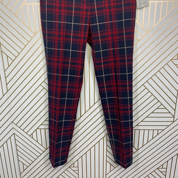 Zara Basic Plaid Jogger Waist Ankle Pants in Red Navy Size US Medium - Picture 4 of 12